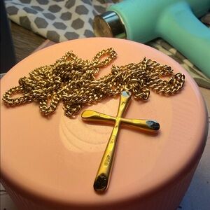 Vintage Gold Filled Theda Cross Pendant Necklace